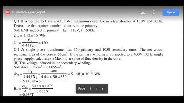 Transformer emf equation numericals I Shashi Kant Vij