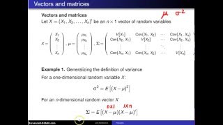 Multivariate distributions:  Matrix representation -- Example 1 Wealth
