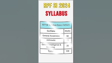 RPF Syllabus 2024 || RPF SI Syllabus Exam Pattern 2024🔥 rpf new vacancy 2024🎯#rpfsyllabus#shorts#rpf