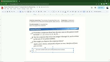Saxon Geometry Lesson 7: Using Inductive Reasoning