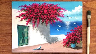 Beautiful Flower Scene Landscape Painting | Acrylic Art | Canvas Painting
