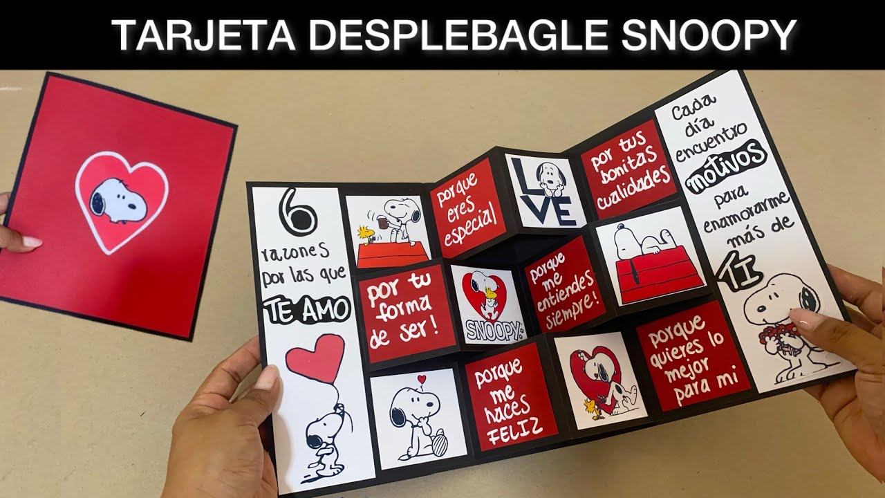 Tarjeta desplegable 6 RAZONES por las QUE TE AMO de SNOOPY | 5 ideas de ...