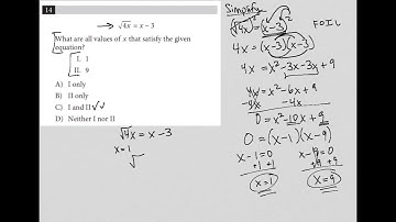sqrt4x = x - 3.  What are the values of x that satisfy the given equation?