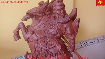 Tượng quan công cỡi ngựa gỗ hương cao 70