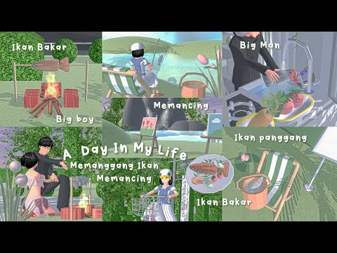 ᝰ┊A day in my life‹3 ꒦꒷「 Memanggang ikan dengan big man 」ᥫ᭡ ┊Sakura school simulator ꕤ