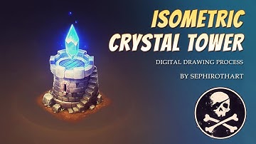 ISOMETRIC CRYSTAL TOWER in Photoshop! Digital Drawing Process ● Sephiroth Art