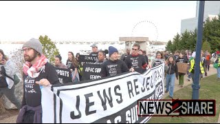 Activists rally outside AIPAC conference: 