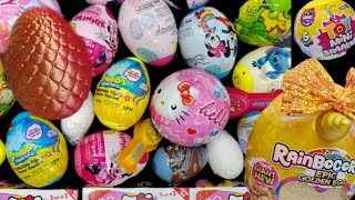 SUPER SET EGGS SURPRISES. Unboxing. Hello Kitty, RAINBOCORNS, SPONGEBOB, Mini BRANDS. Asmr.