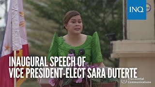 Inaugural speech of Vice President-elect Sara Duterte