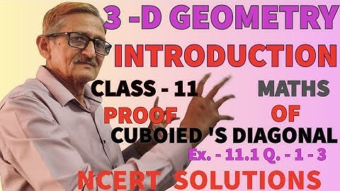 L.01 || INTRODUCTION OF 3- D GEOMETRY | OCATENT & DIAGONAL|CLASS -11|EX.11.1 ncert)Q. 1-3|SOLUTION
