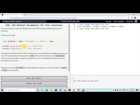 Tutorial 8 - Setting default value for your function - freecodecamp