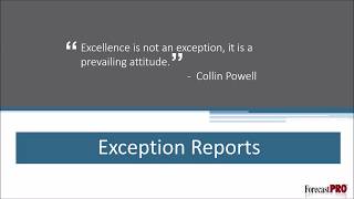 What's New in Forecast Pro TRAC Version 5: Exception Reports