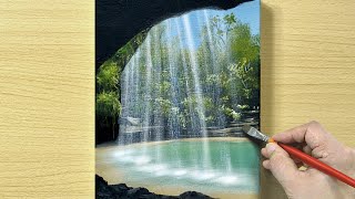 Beautiful Waterfall Painting / Acrylic Painting TUTORIAL