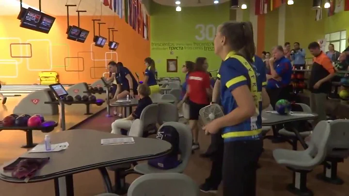 Jenny Wegner from Sweden makes the first 300 at th...