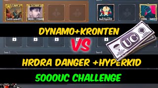 DYNAMO + KRONTEN VS HYDRA DANGER + HYPER KID 2V2 TDM MATCH FOR 5000 UC CHALLENGE IN PUBG MOBILE