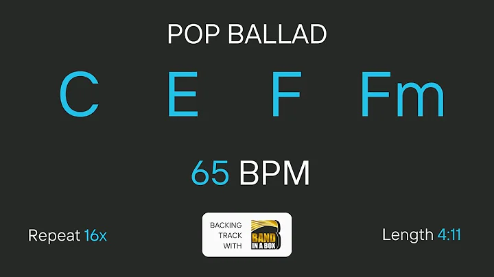 Pop Ballad Backing Track | C E F Fm Chord Progression | 65 BPM