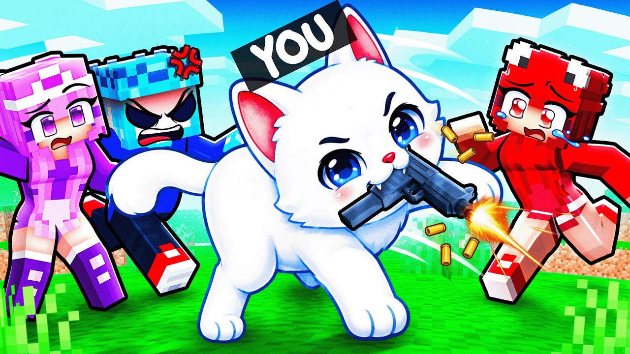YOU Become a BABY CAT With A GUN in Minecraft!