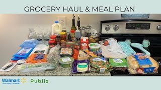 GROCERY HAUL \& MEAL PLAN | BUDGET FRIENDLY | WALMART GROCERY PICKUP | PUBLIX | FAMILY OF TWO