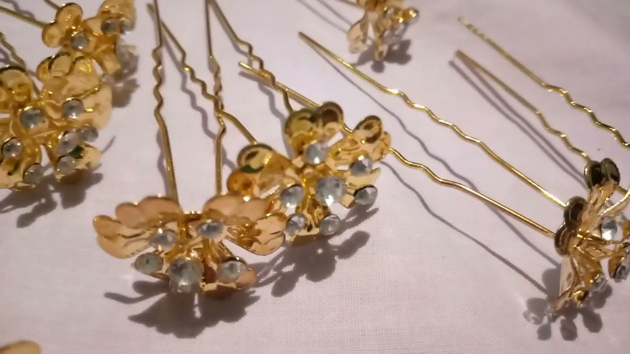 A T Bridal Hair Bun Pin Accessories | Fancy Golden Juda Pins | Women and Girls (f)