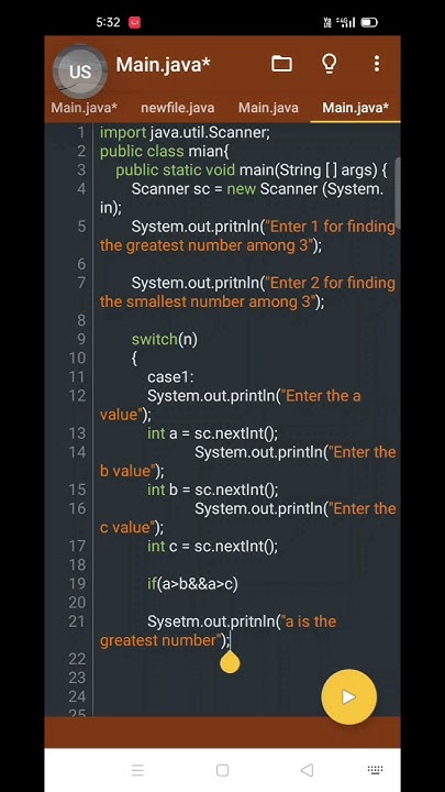 Java program to find the greatest and the smallest number using switch ...