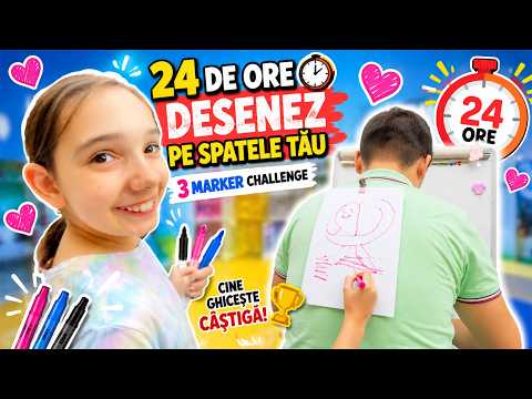 🎨 3 MARKER CHALLENGE 🤯 Desene pe Spate și Râsete în Familie!