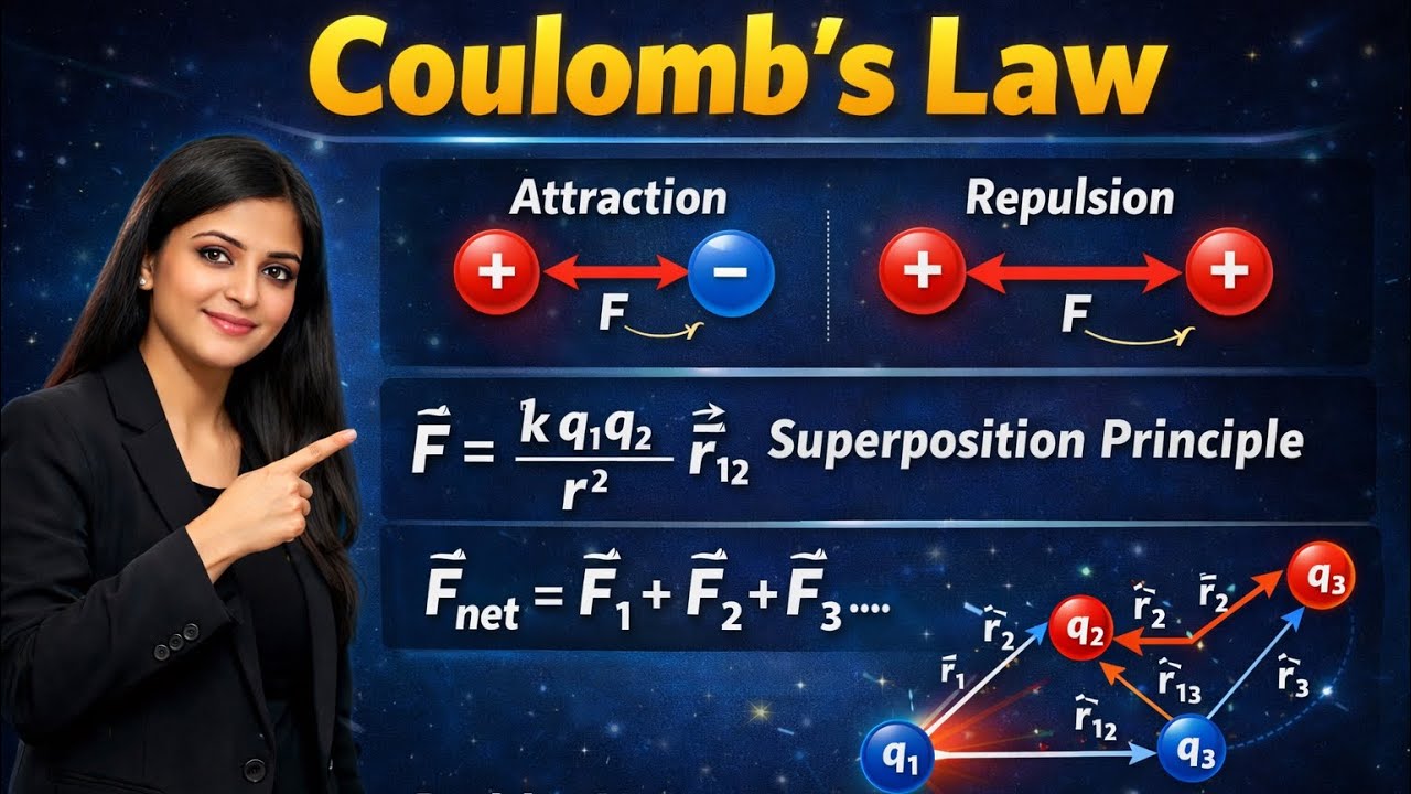CLASS 12 | LECTURE 2 | Coulomb’s law, its vector form and superposition Principle