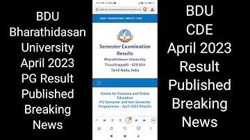 BDU Bharathidasan University April 2023 Result Published Breaking News