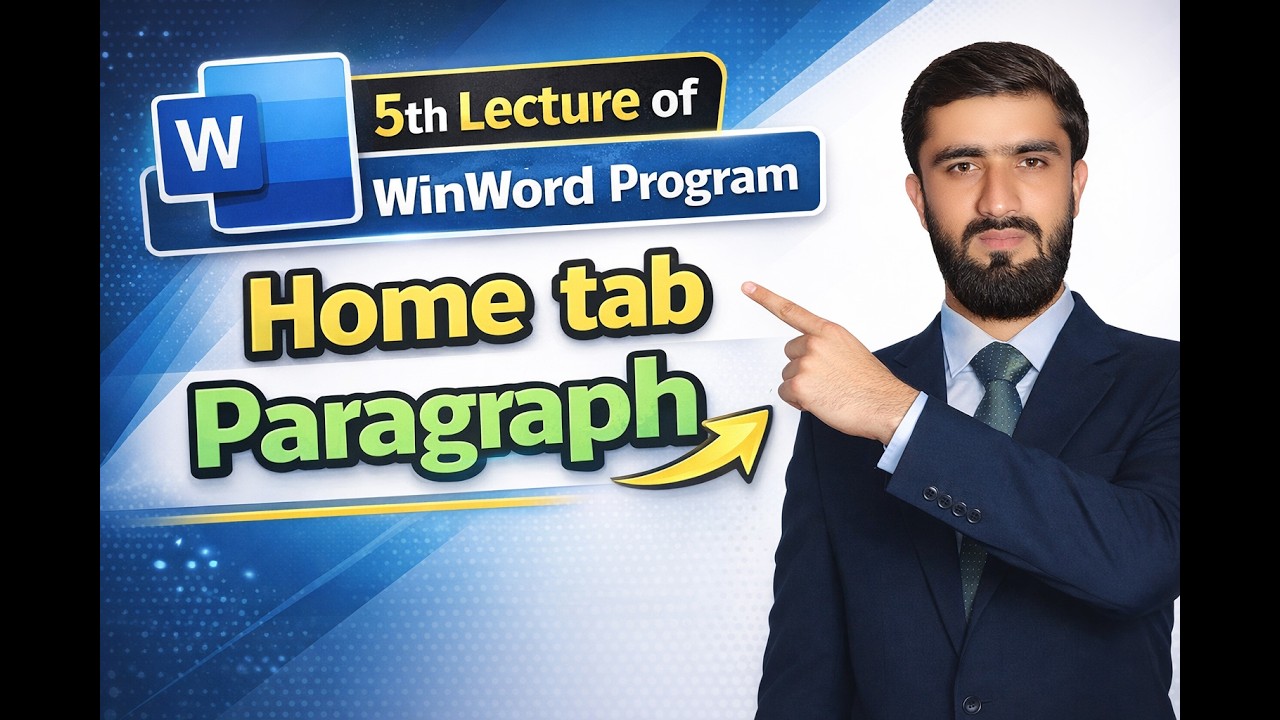5th Lecture of WinWord Program in Pashto | Home tab Paragraph group