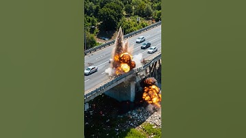 Terrifying Accident! Mixer Truck Hits Explosive, Overpass Collapses Instantly#accident #collapse #ai