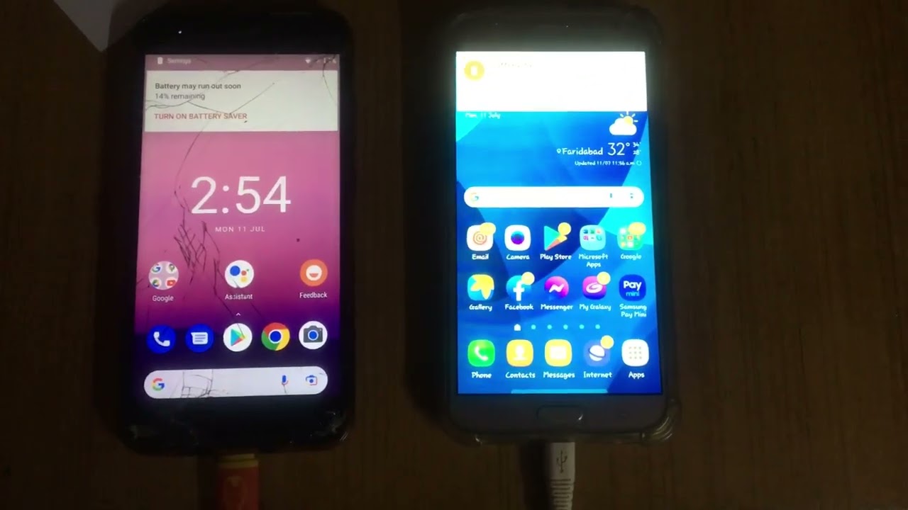 Xiaomi Mi A1 and Samsung Galaxy J7 (low battery warning)