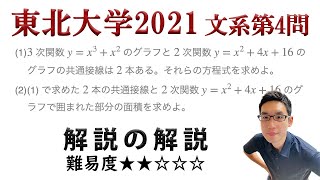 東北大学2021文系第4問でじっくり学ぶ（微積分）