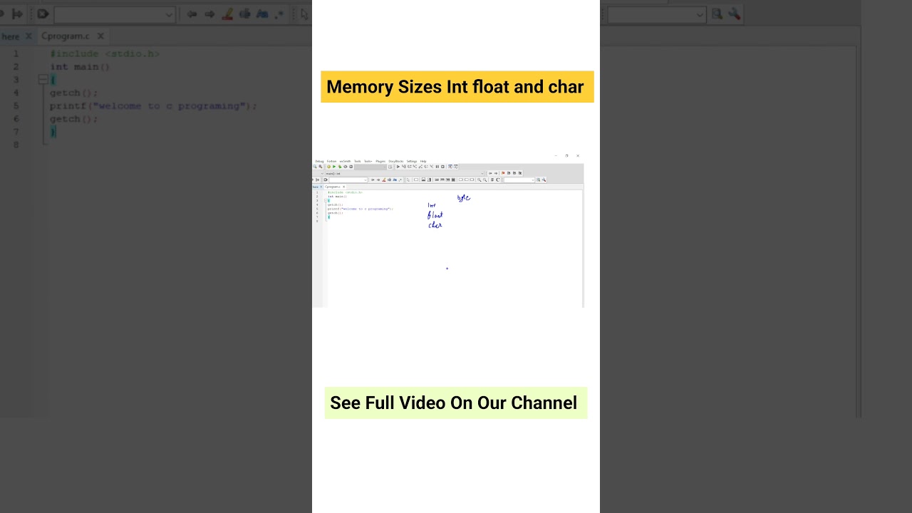 Memory Sizes : Int float and char | C Programming