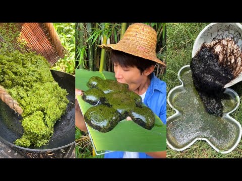 A cake made of duckweed| Chinese Mountain Forest Life And Food #MoTiktok #Fyp