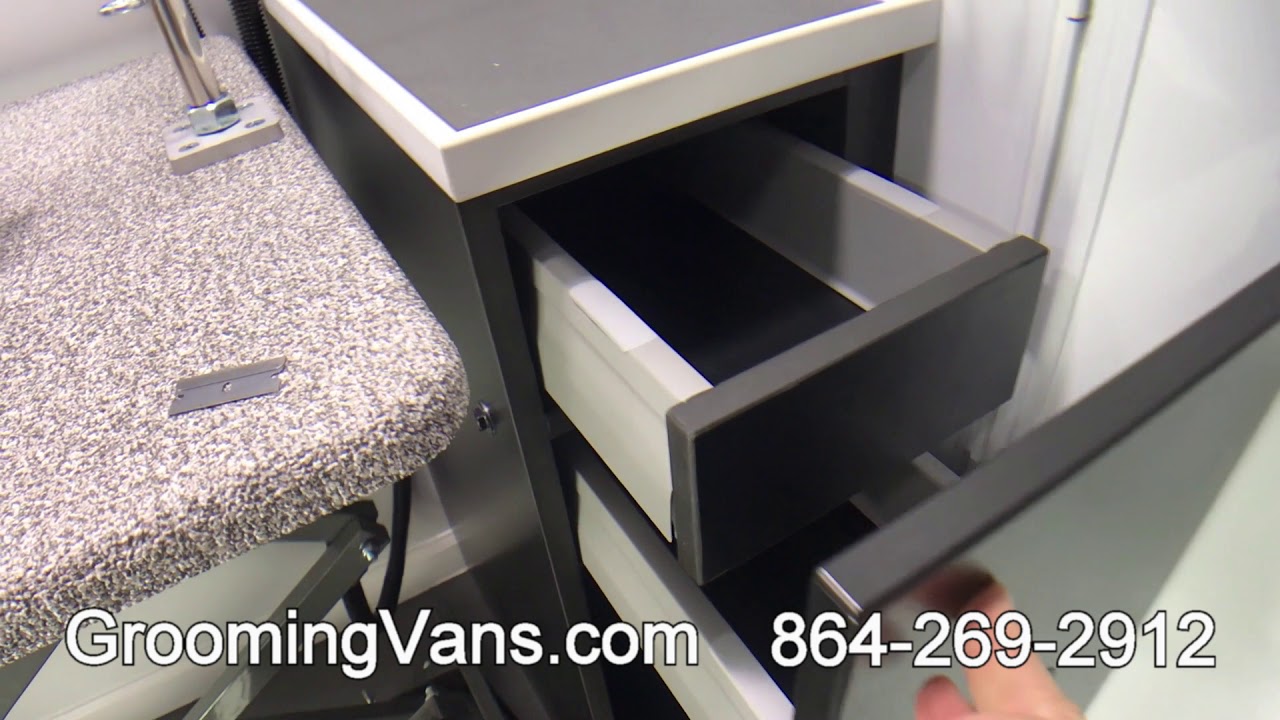 Hanvey Grooming Vans - Optional Work Station setup cabinet for fast easy access to tools