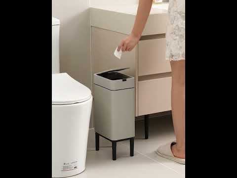 Сенсорне відро для сміття з поліпропілену JAH 8 л кругле Waterproof біле 20257 працює від батарейок, видео 2