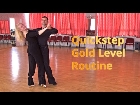 Quickstep Basic (Gold Level) Choreography | Natural Turn with Hesitation, Double Reverse Spin