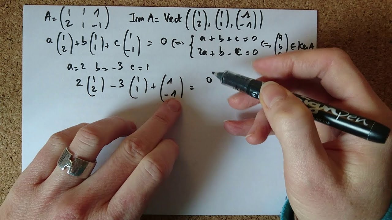 Calcul de noyau image et rang d'une matrice [Calcul matriciel, Algèbre linéaire]