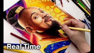 Drawing Will Smith as the Genie from “Aladdin” - Real Time