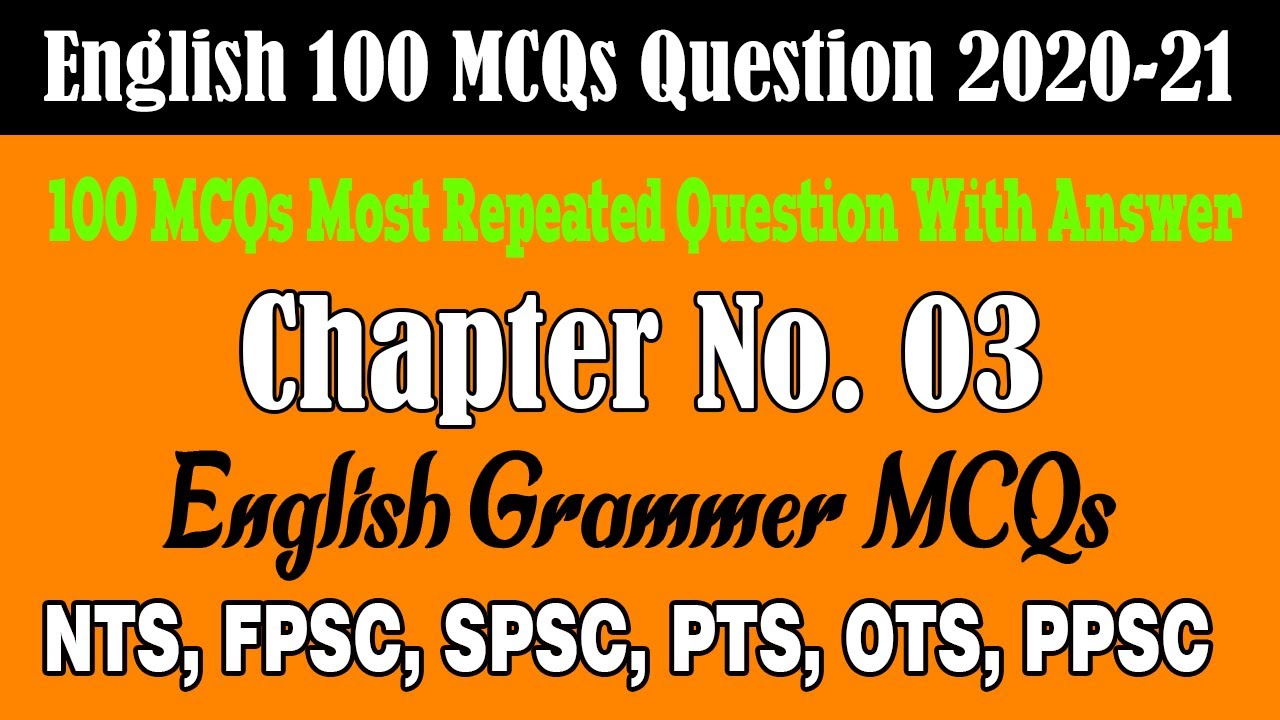 Part-3 100 English MCQs With Answers || 100 English MCQs Question With Answer || English MCQs 100