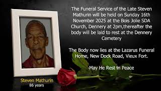 Death Announcement of Steven Mathurin (Creole)