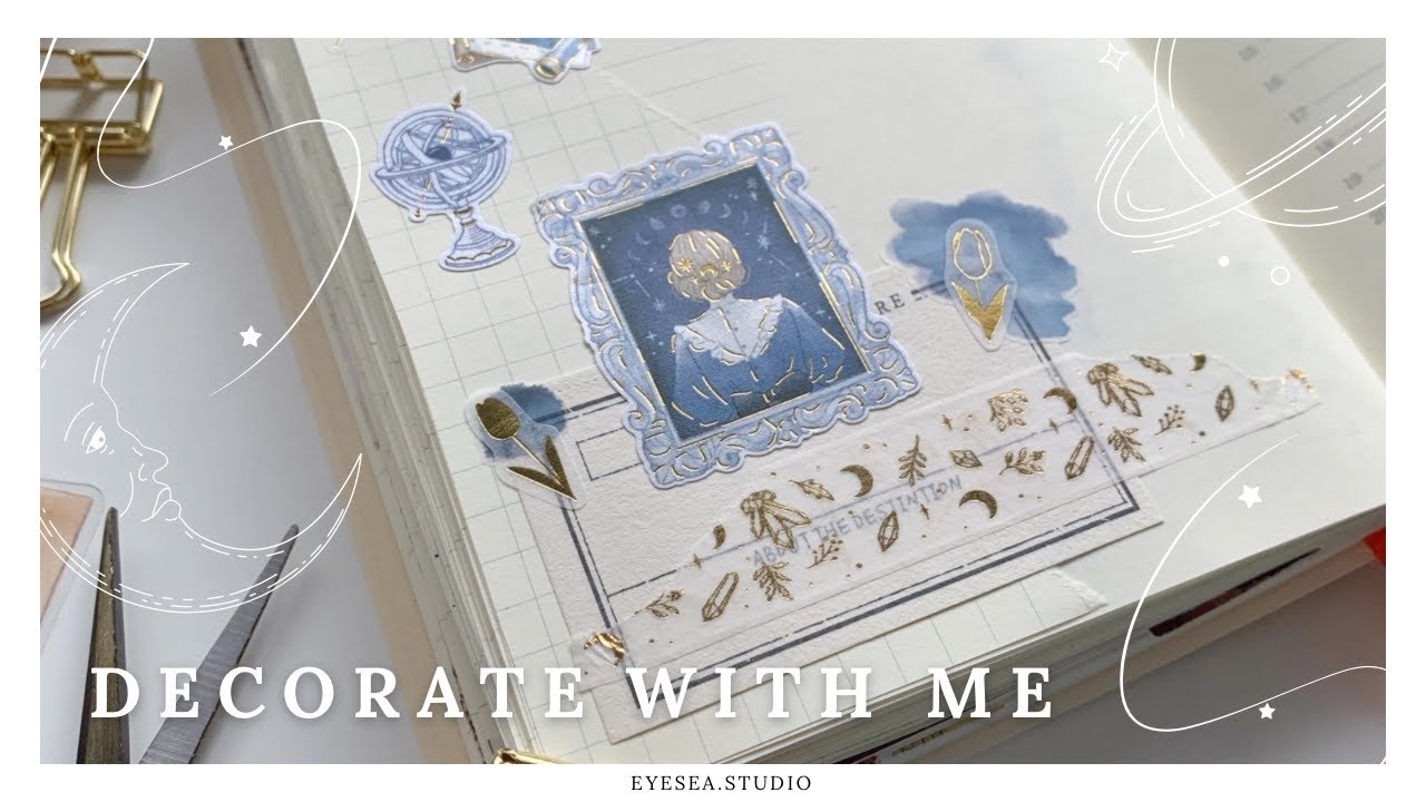 Decorate My A6 Daily Planner WIth Me ☁️ Dreamy Vintage Celestial Stationery 🩵