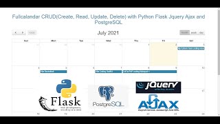 Fullcalandar CRUD(Create, Read, Update, Delete) with Python Flask Jquery Ajax and PostgreSQL