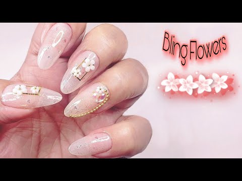 Bling Flowers Nail Art - Linda165