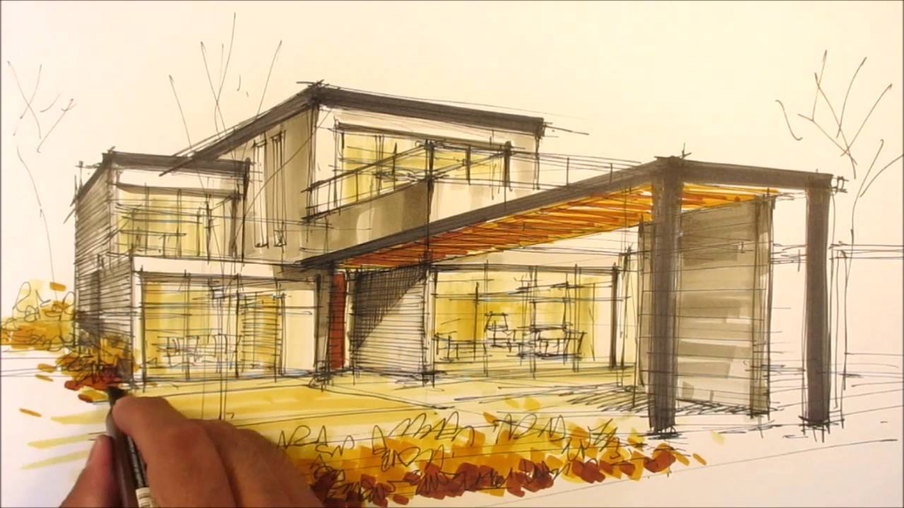 architectural sketching house I YouTube