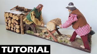 💡 TUTORIAL: Taglialegna in movimento ⚙️ Due pastori mentre segano un tronco 🌲 - Statuina per Presepe