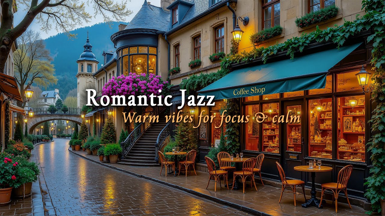 Romantic Rain Street Café Jazz Music – Warm Jazz Ambience for Study Sessions and Peaceful Moments