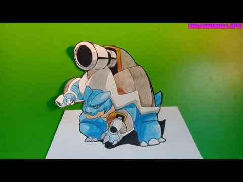 Video hướng dẫn vẽ pokemon Rùa Mega Blastoise 3D-how to draw... - youtube