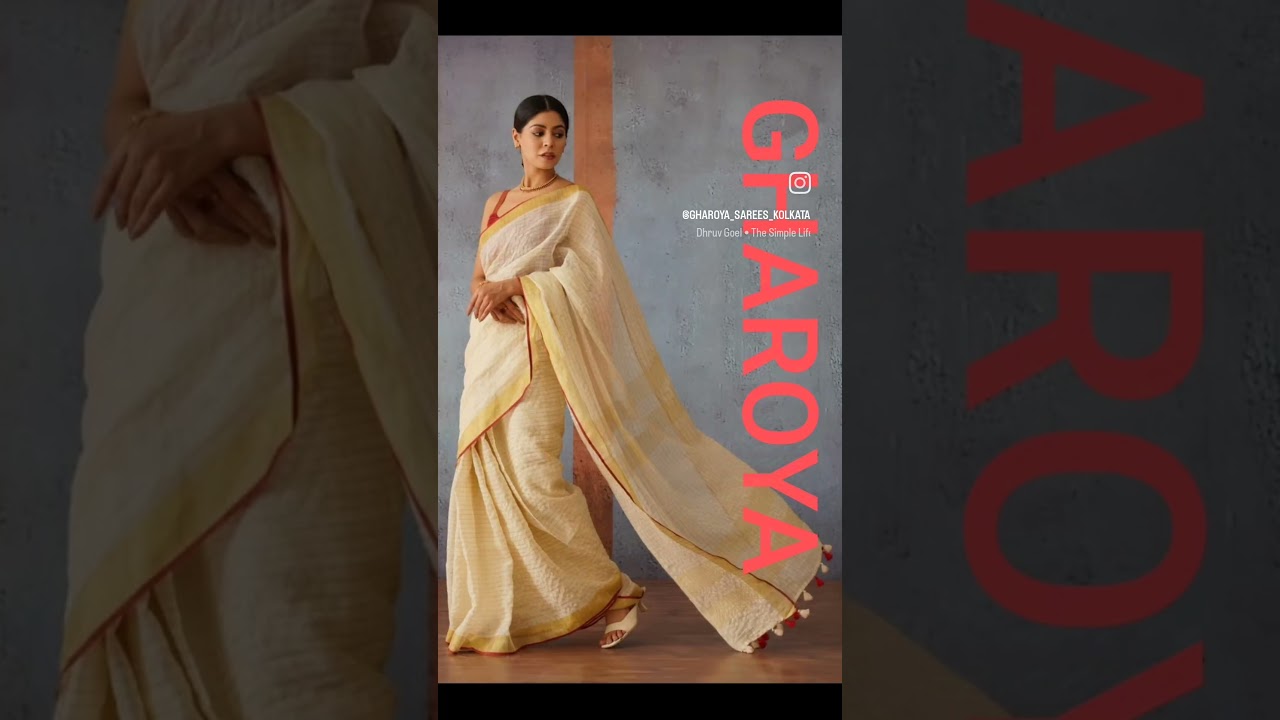 LINEN BY LINEN SAREE WITH ZARI CHECKS AND CONTRAST BORDER 🔴