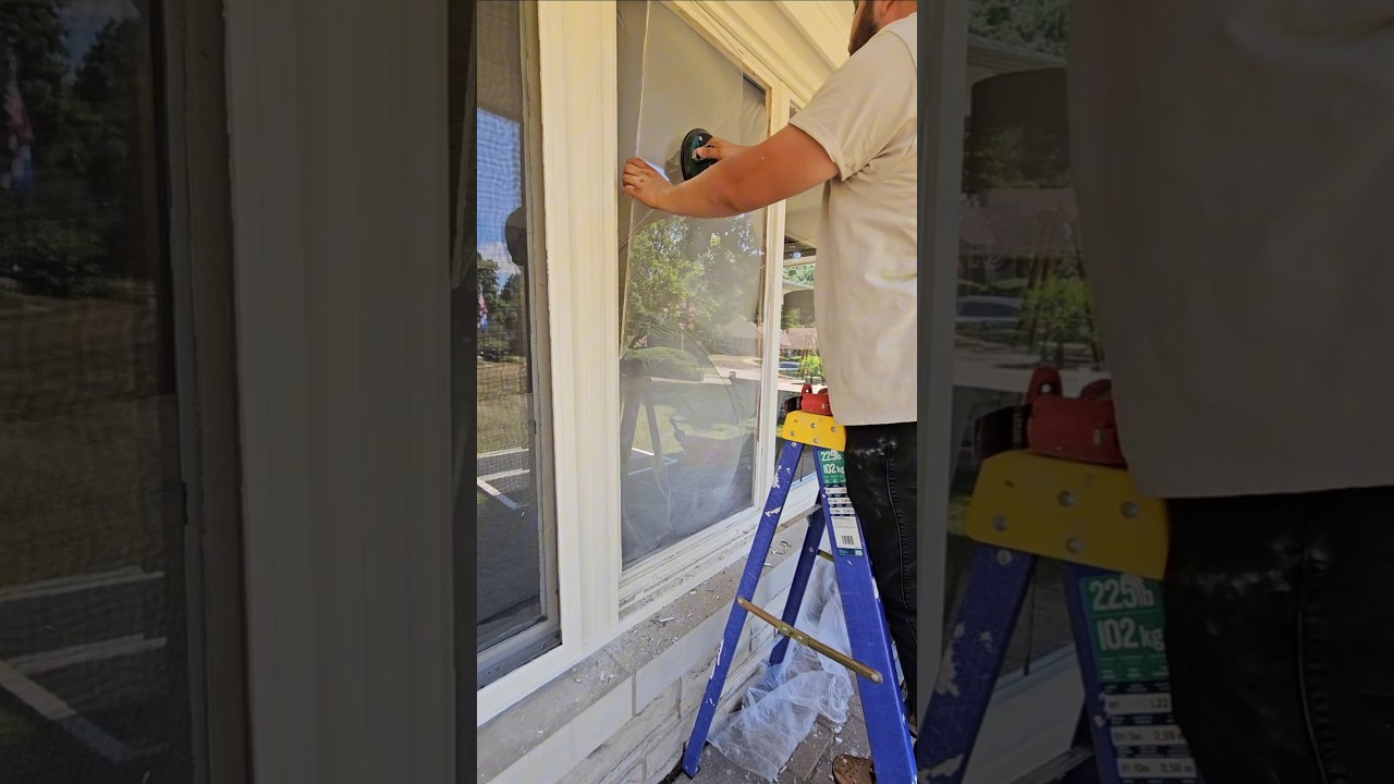 replacing broken glass panel window 