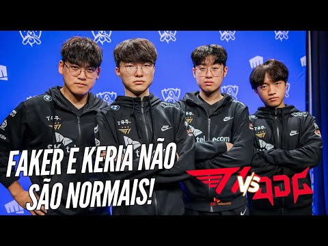 T1 VS JDG - FAKER É GÊNIO!! GUMA E KERIA ABSURDOS, 369 TENTOU MUITO!